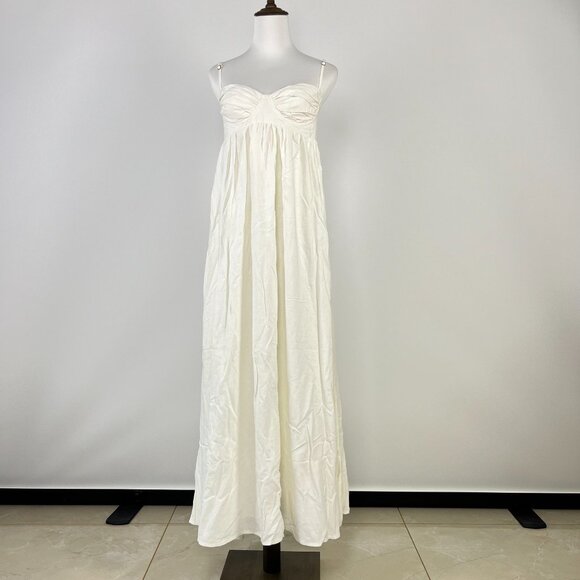 NWOT Farm Rio Linen Blend White Sleeveless Maxi Dress Size L - Picture 2 of 12
